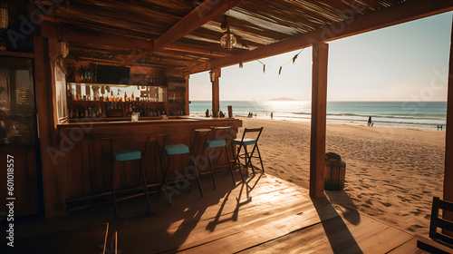 Beach Bar by the Sea, Tropical Holiday Destination | Ai generated