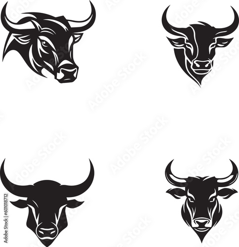 Bull head logo icon set, bull logo isolated on a white background, SVG, Vector, Illustration.
