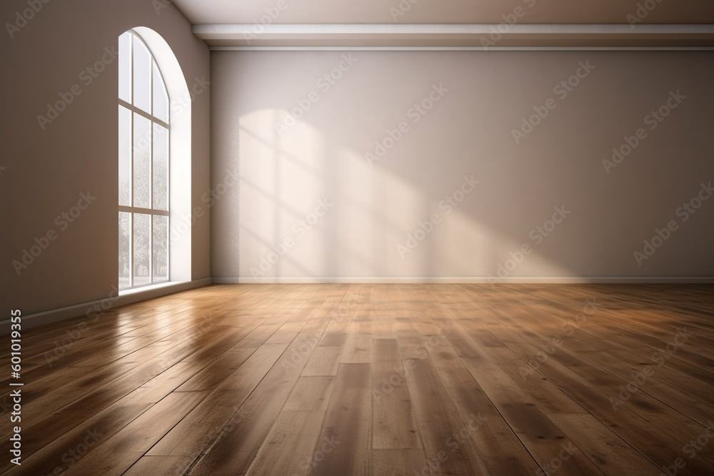 Fototapeta premium Empty Room Interior with wooden floor -Ai