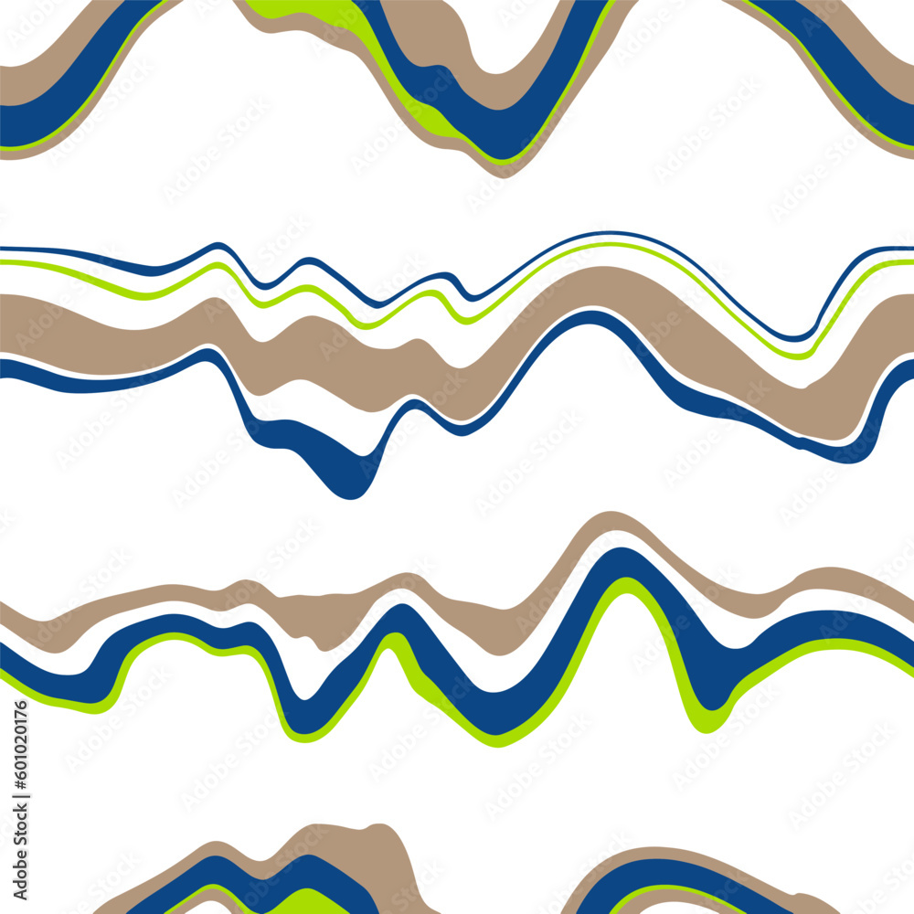 Fotografie Abstract Hand Drawing Liquid Wavy Horizontal Stripes Lines Seamless Vector Patte