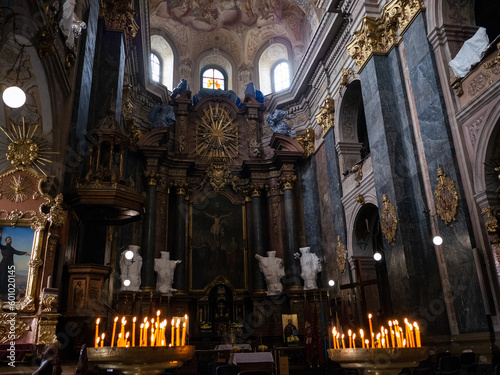 sacred interior of St. Peter and St. Paul Church in lviv old city