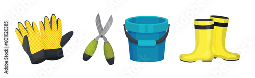 Garden Tool for Soil and Plant Cultivation Vector Set
