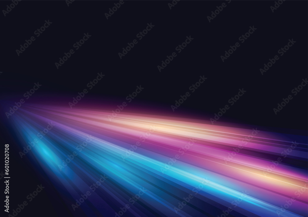 Fototapeta premium Modern abstract high-speed light motion effect on black background. vector illustration.