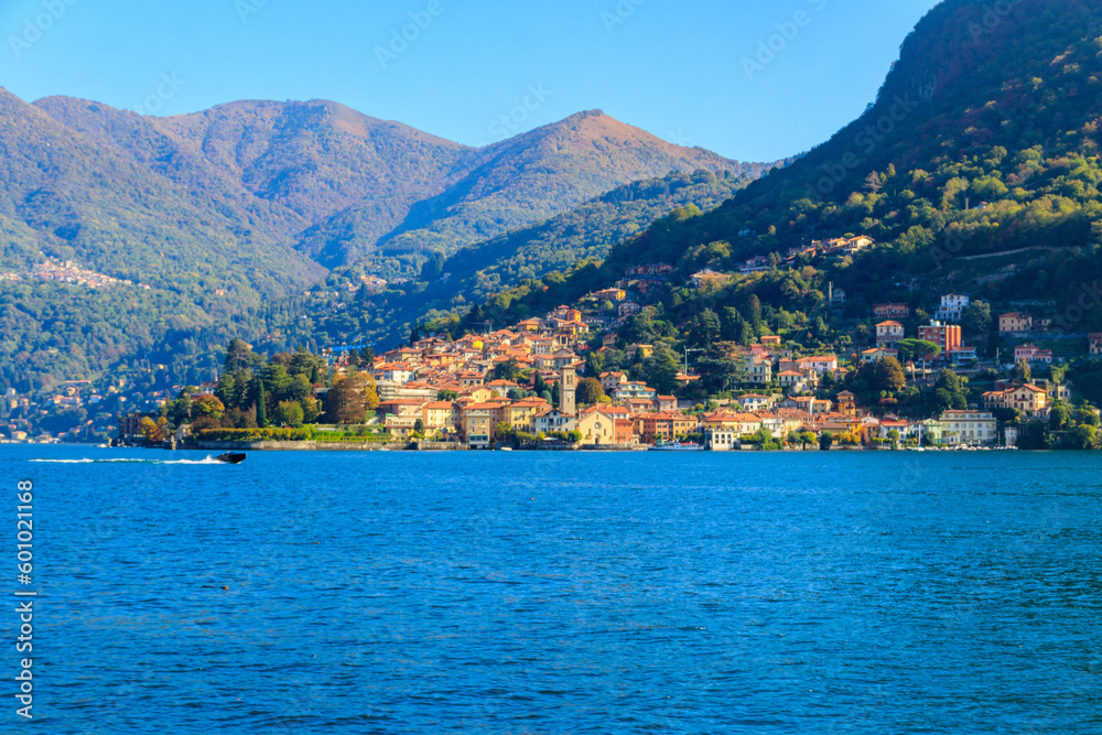 Panoramic view of Torno town on Lake Como in Italy