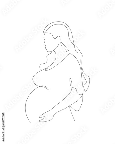 Pregnant woman one line art. Line drawing woman. Single line pregnant woman. Gender reveal party