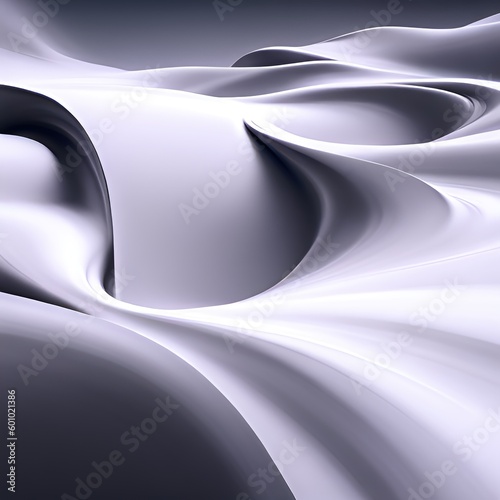 Metallic gray wavy and curvy 3d rendered lines background.