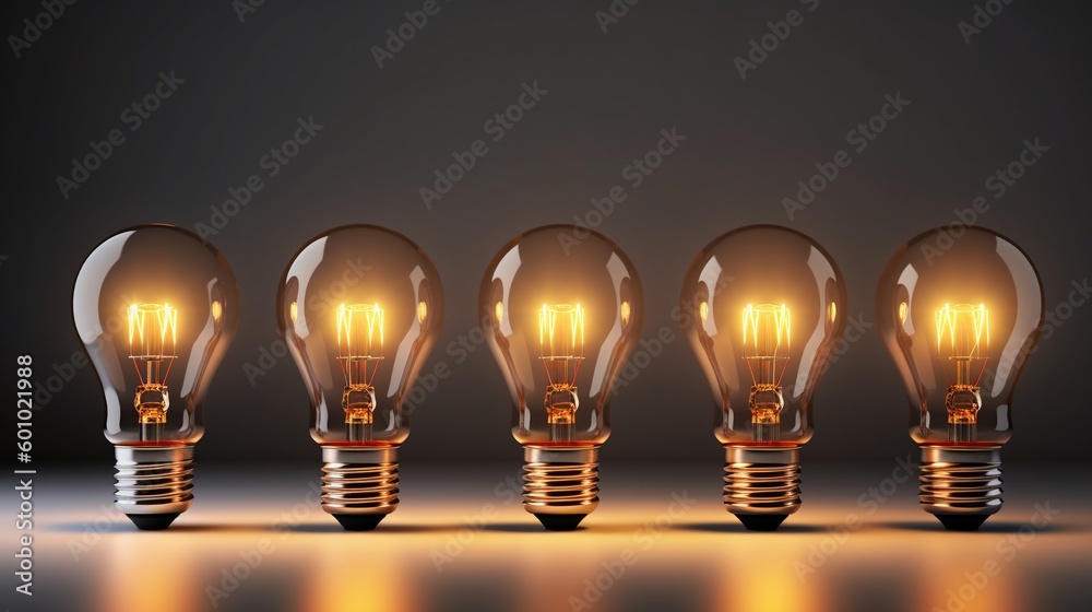 Innovative Business Idea with Five Light Bulbs Popping Up Innovative Business Idea with Five Light Bulbs Popping Up