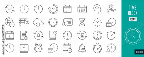 Best collection time and clock line icons. Time, Clock, Alarm Clock,... 10/100