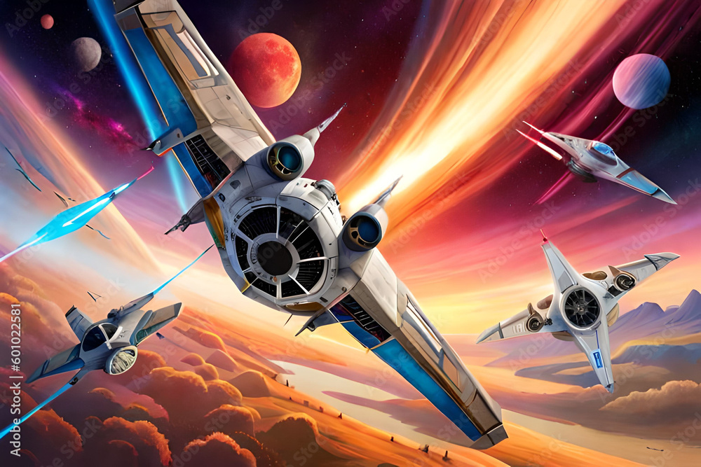 Naklejka premium Star Wars Space Battle in Nebula