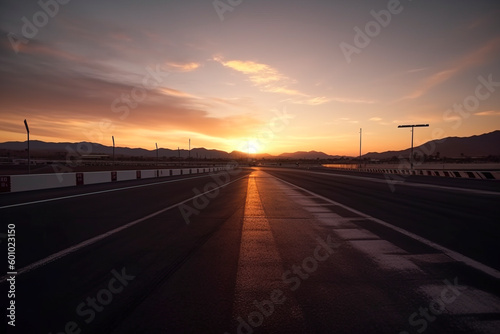 The Perfect Finish  Racing into the Sunset on the Circuit created with Generative AI technology