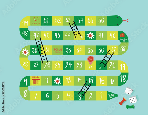 Ladder snakes game,Funny frame for children,Vector illustrations.