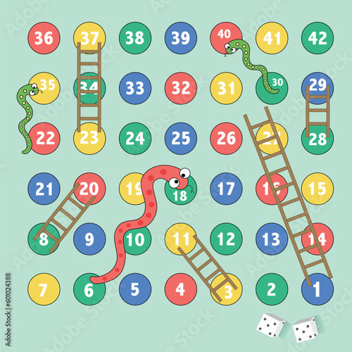 Ladder snakes game,Funny frame for children,Vector illustrations.