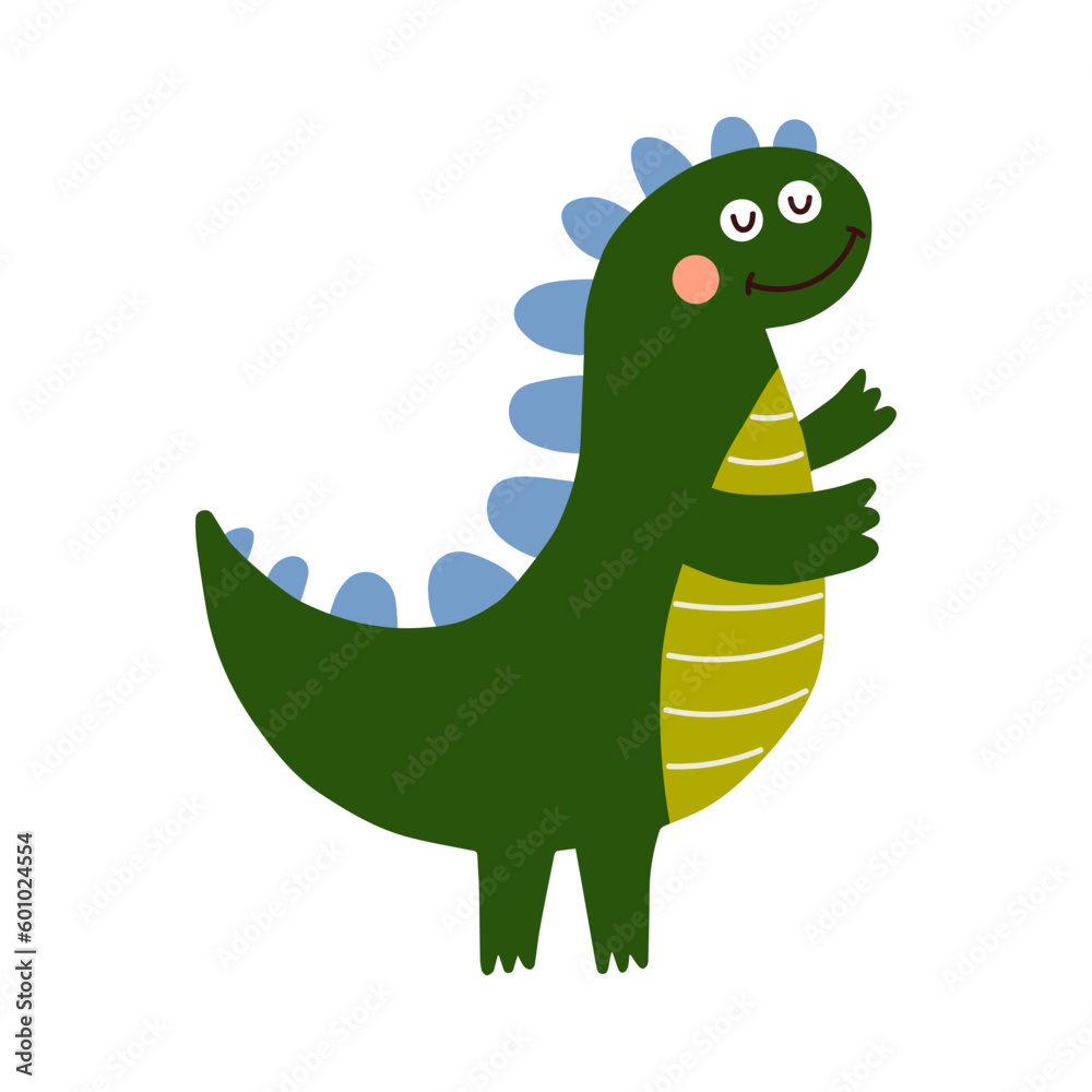 Fototapeta premium Dino, cute vector illustration, scandinavian art, doodle style.