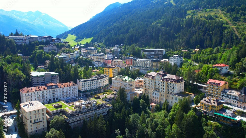 Bad Gastein - Flight with the drone over the city