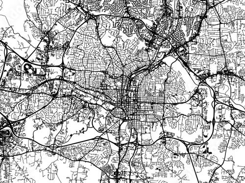 Vector road map of the city of  Raleigh North Carolina in the United States of America on a white background.