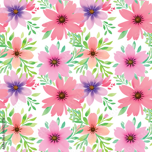 Wallpaper Mural Floral shape watercolor seamless pattern. Torontodigital.ca
