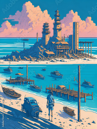Gulf Shores landscape. AI generated illustration