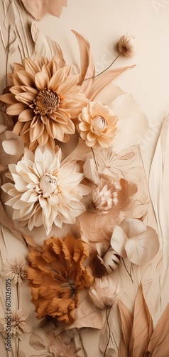 Beautiful delicate flowers for wallpaper background. Digital art. Generative Ai © DigitalGenetics