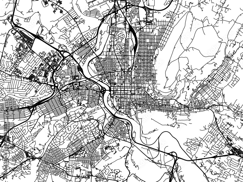 Fototapeta premium Vector road map of the city of Reading Pennsylvania in the United States of America on a white background.