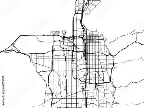 Vector road map of the city of  Salt Lake City Metro Utah in the United States of America on a white background.