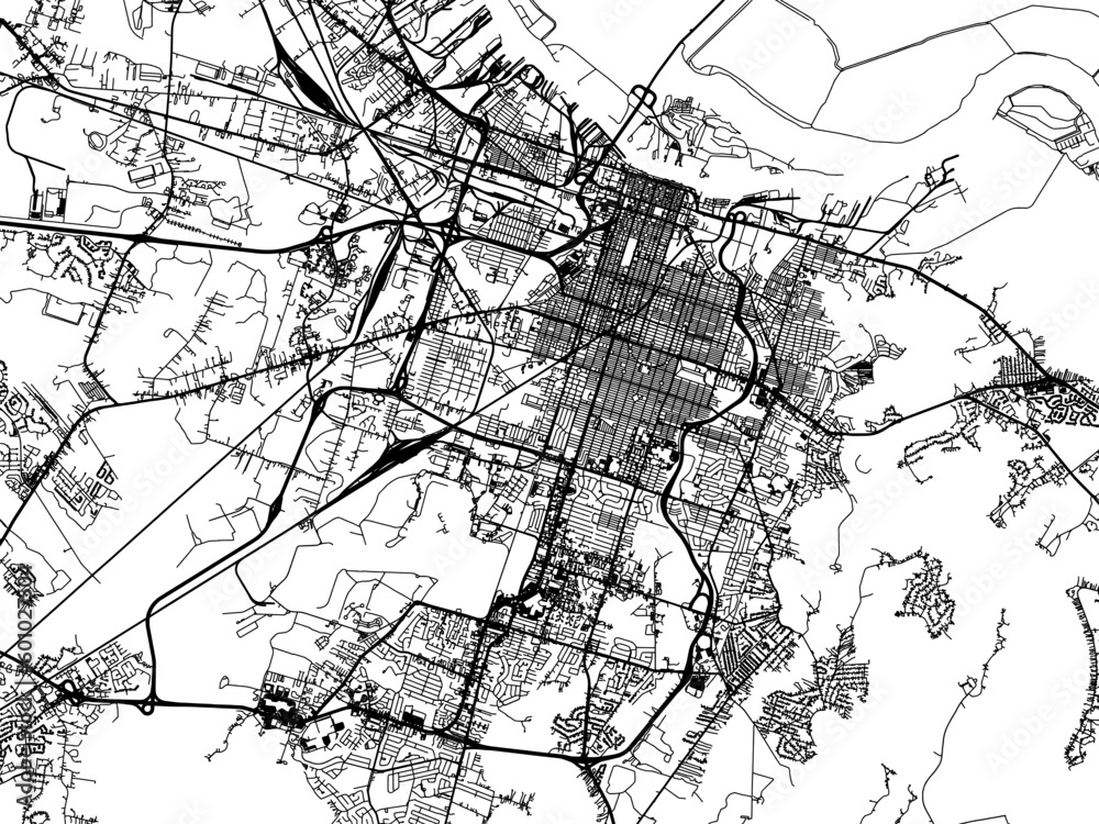 Fototapeta premium Vector road map of the city of Savannah Georgia in the United States of America on a white background.