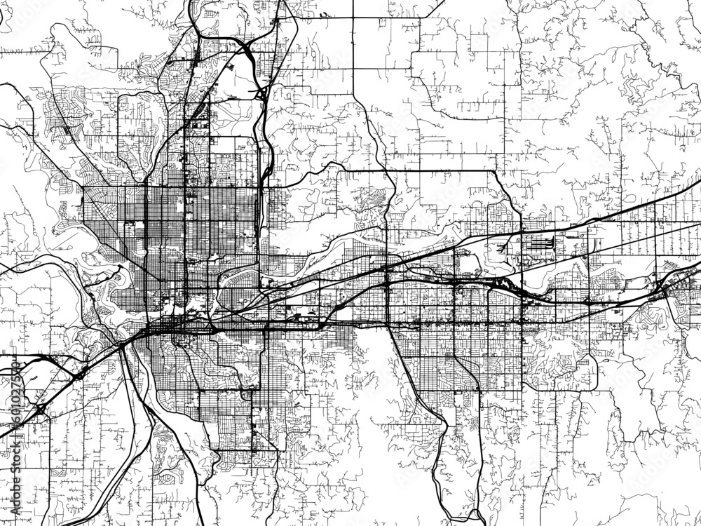 Fototapeta premium Vector road map of the city of Spokane Metro Washington in the United States of America on a white background.