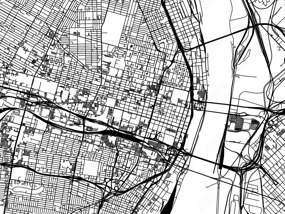 Vector road map of the city of  St. Louis Center Missouri in the United States of America on a white background.
