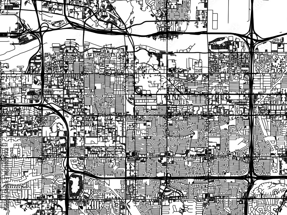 Vector road map of the city of Tempe Arizona in the United States of America on a white