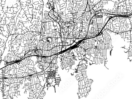 Vector road map of the city of Stamford Connecticut in the United States of America on a white background.