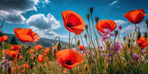 Amazing poppy field landsca...
