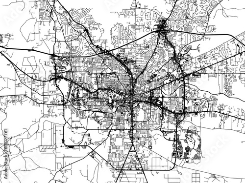 Vector road map of the city of  Tallahassee Florida in the United States of America on a white background.