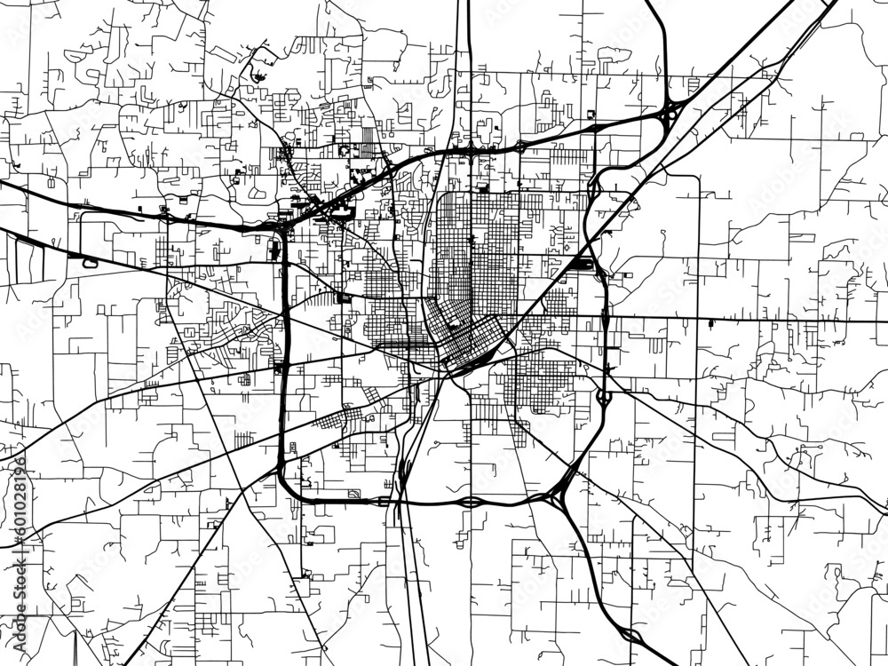 Vector road map of the city of Texarkana Arkansas in the United States