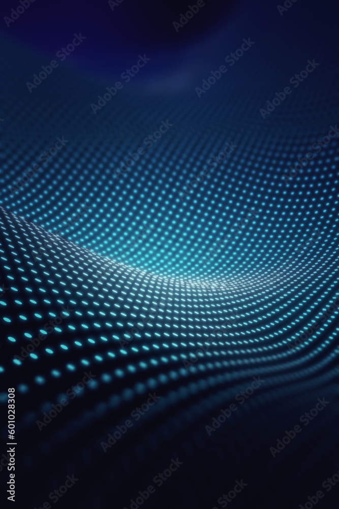 Obraz premium technology abstract background, wavy surface with dots