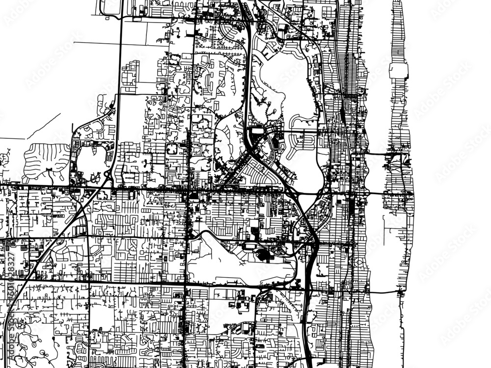 Naklejka premium Vector road map of the city of West Palm Beach Florida in the United States of America on a white background.