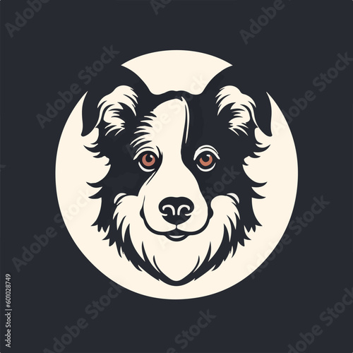 Dog logo design, pet grooming logo concept in linear style, modern vector template icon.