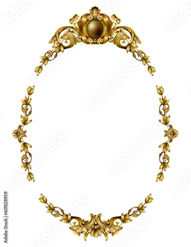 Oval classic golden picture baroque frame set