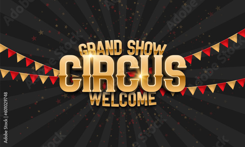 Retro Circus banner with garland flag. Vector illustration.