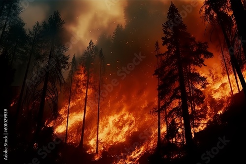 catastrophe natural disaster  forest fire. generative ai  made by ai