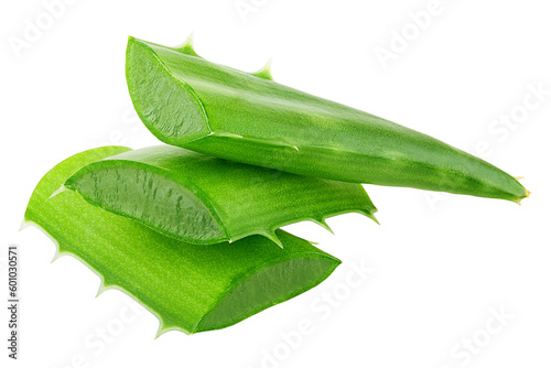 Aloe vera, slice, isolated on white background, full depth of field