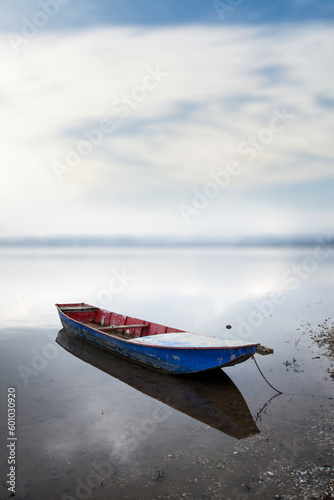lonely boat on the lake