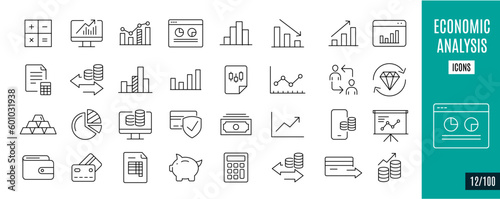 Best collection economic and analysis line icons. Team, Award, Support,...