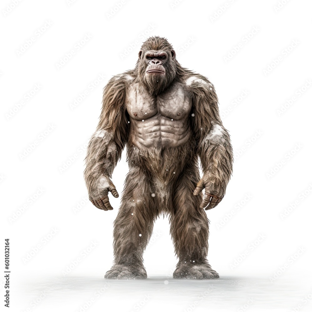 Illustration of an ape standing in front of a white background. Generative AI Illustration of an ape standing in front of a white background. Generative AI