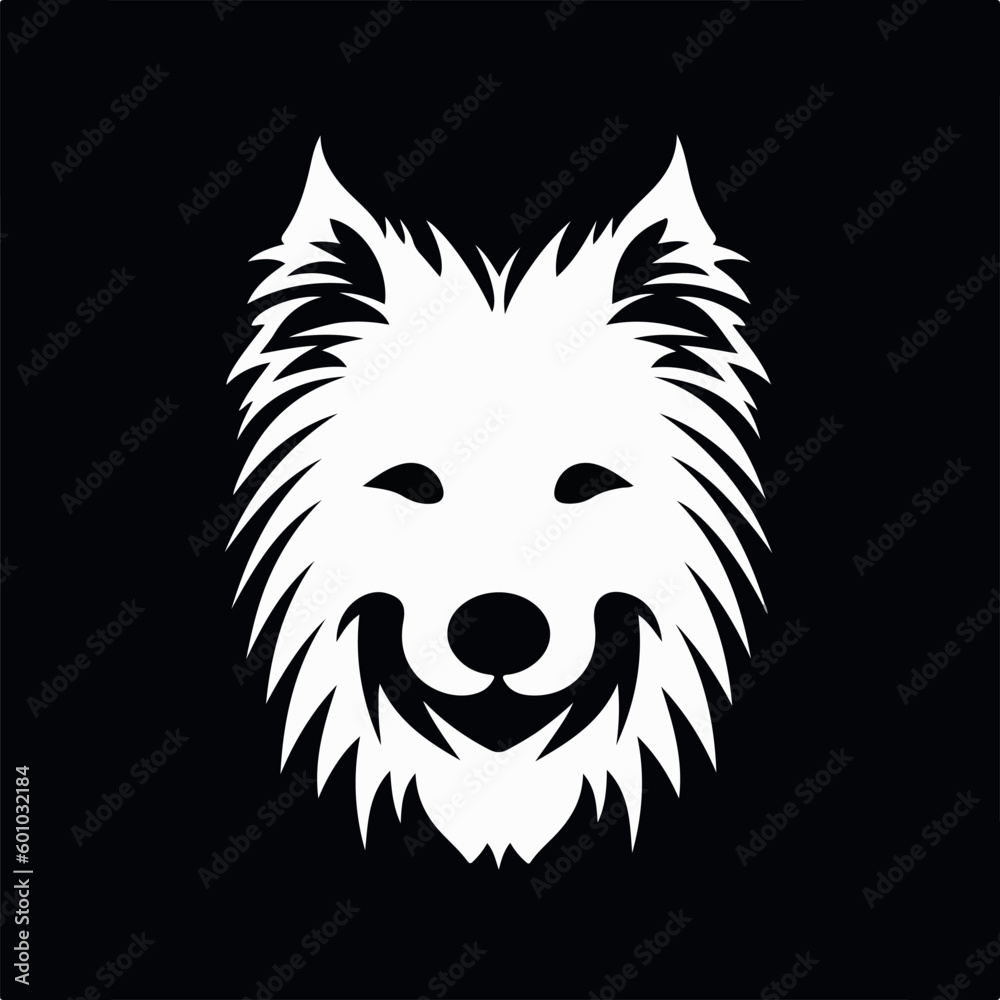 Dog logo design, pet grooming logo concept in linear style, modern vector template icon.