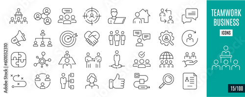 Best collection teamwork business line icons. Work, Puzzle,...