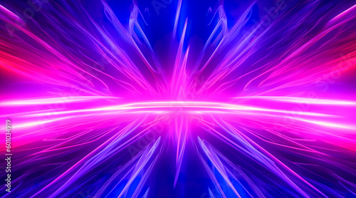 Abstract background of neon lines and rays. Abstract background with lines and glow. Generative AI