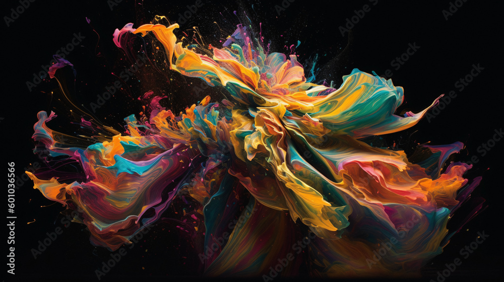 Colorful Connections: Abstract Humanoid Figures Generated by AI Technology, Forming a Vibrant and Dynamic Network of Interconnected Shapes and Colors of humans and human beings. Generative AI, KI.