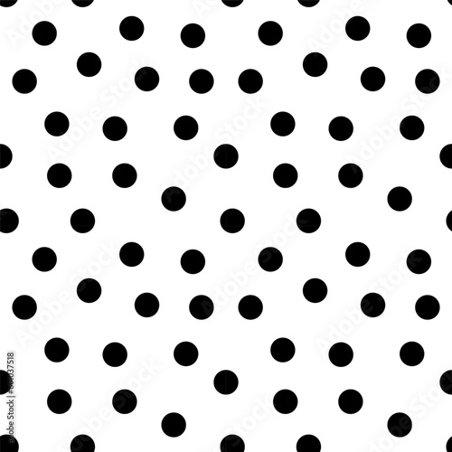 Polka dots black and white seamless pattern.