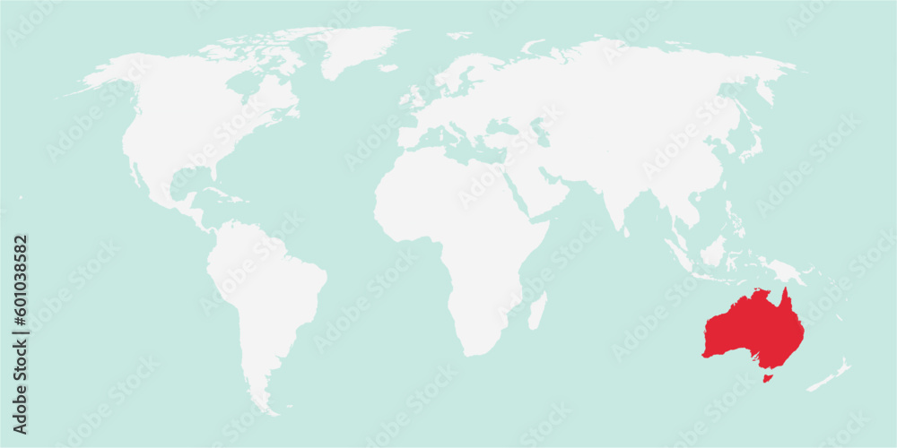 Vector Map Of The World With The Country Of Australia Highlighted 1000 F 601038582 