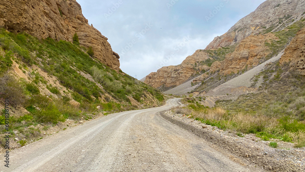 Serpentine mountain roads. Amazing mountain landscape. Panorama of the canyon.