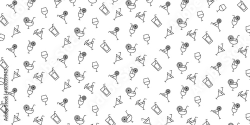 Alcoholic cocktail backdrop. Cocktail glasses pattern on white background. Vector illustration EPS 10